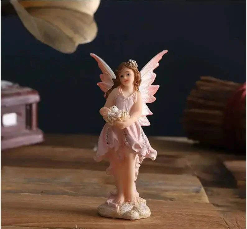 Nordic Beautiful Healing Girl Fairy Resin Ornaments Home Livingroom Desktop Figurines Decoration Study Room Sculpture Adornments - Kendoro