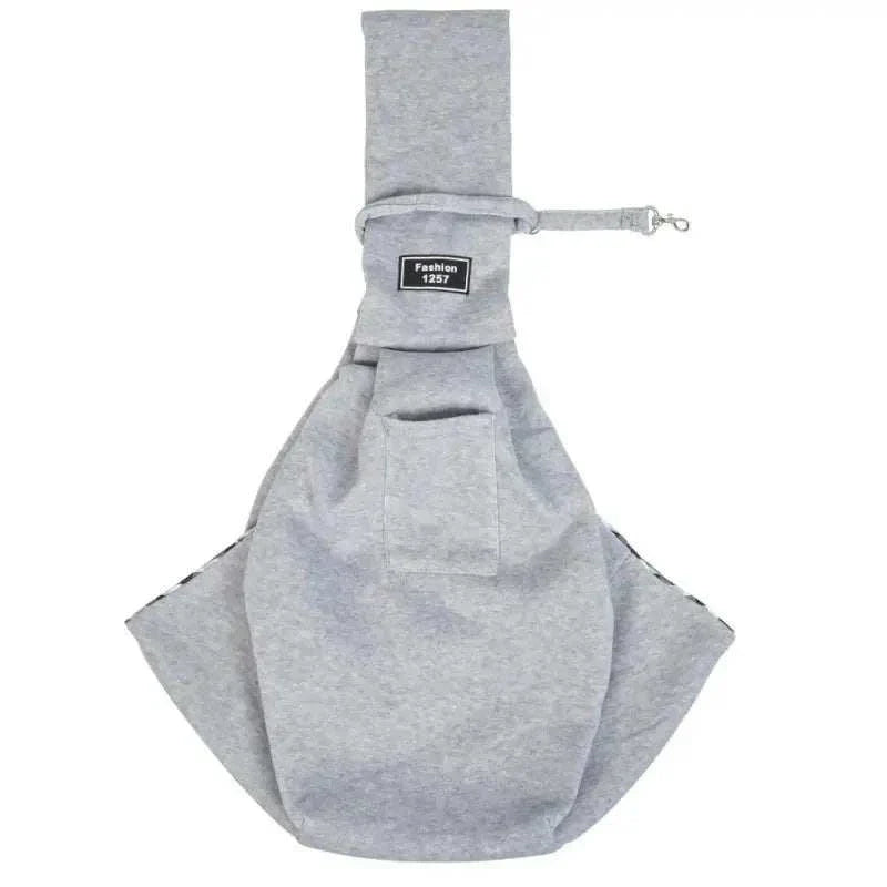 Crossbody breathable dog sling bag in gray for medium toy dogs with large capacity and breathable fabric