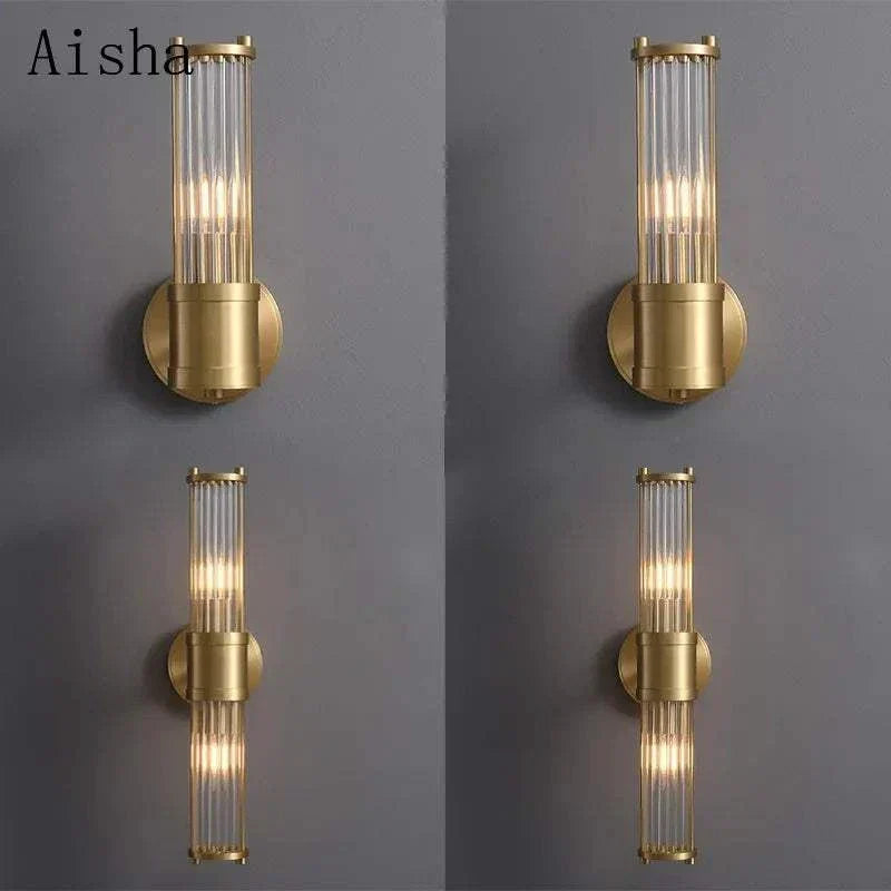 modern luxury gold glass wall lamps with vertical design for living room and bedroom lighting