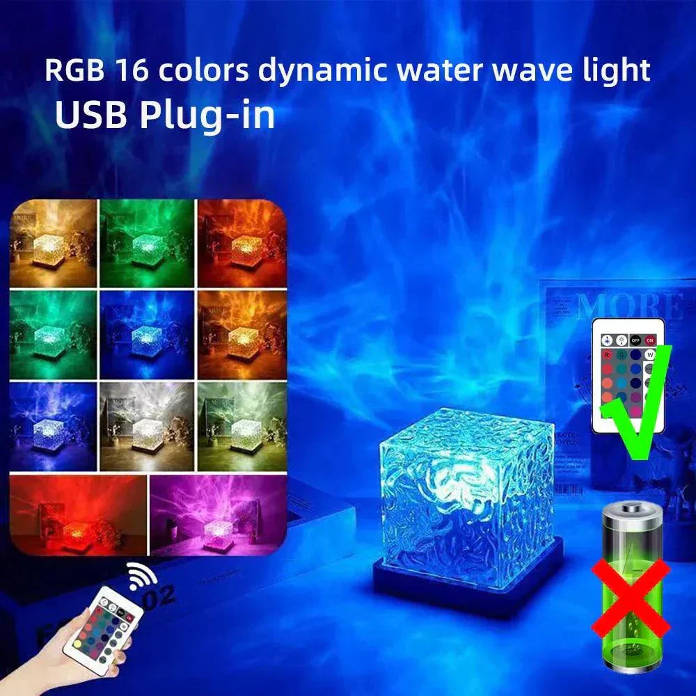 Northern Light starry sky and ocean wave projector lamp with RGB 16 color dynamic light and USB plug-in for party and home decoration