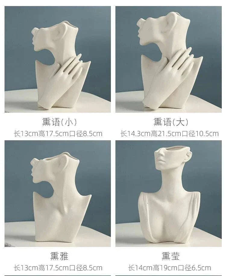 Modern ceramic woman body model vase Nordic style tabletop home decor flower pot