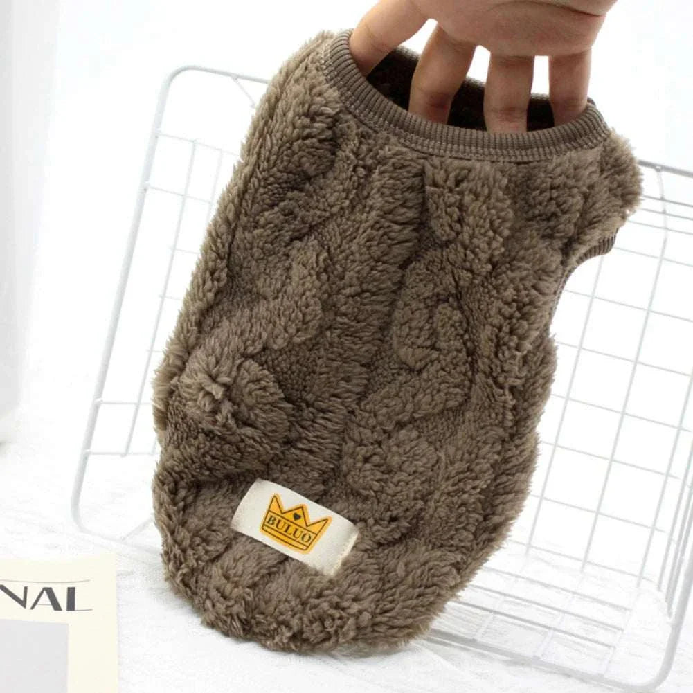 Solid Cute Wavy Double-sided Puppy Kitten Warm Coat Sweater Autumn Winter Fleece Pullover Pet Clothes for Small Medium Dogs Cats - Kendoro