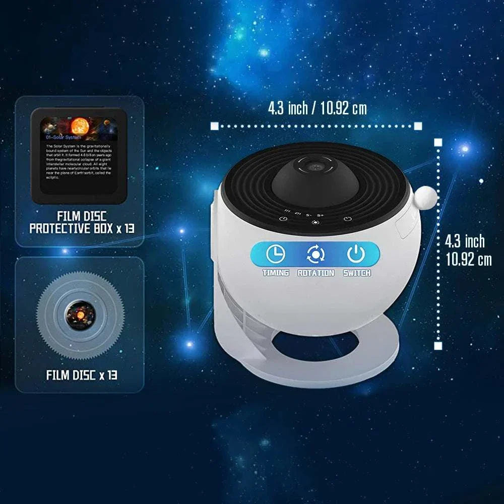 360-degree rotating Planetarium Galaxy Star Projector with 4.3-inch round ABS body and LED light for room ceiling decoration