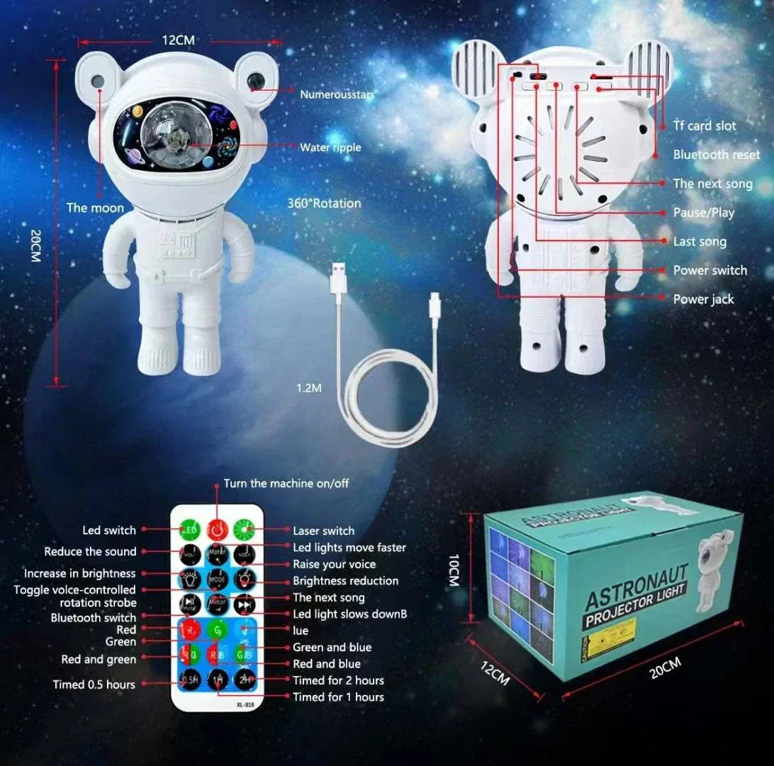 Galaxy Lighting for Kids Bluetooth Astronaut Star Projector with LED Aurora and Moon Nebula Effects night light for bedroom
