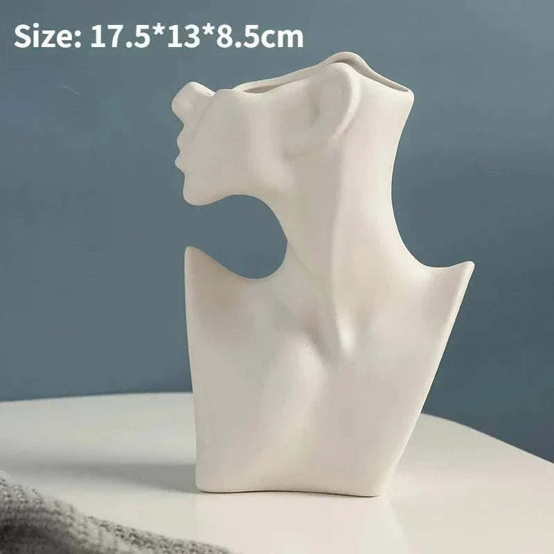 White ceramic woman body model vase modern Nordic style decorative flower pot
