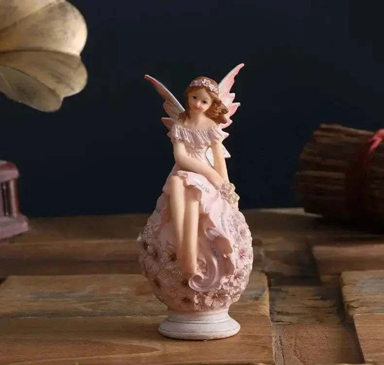 Nordic Beautiful Healing Girl Fairy Resin Ornaments Home Livingroom Desktop Figurines Decoration Study Room Sculpture Adornments - Kendoro