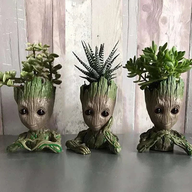 Modern Groot anime figurine flower pots and planters for home and office decor