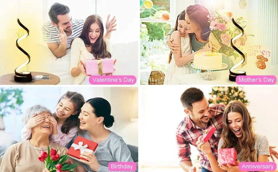 Table Lamps for Living Room,Modern Spiral Dimmable LED Table Lamp, Small Bedside Lamps, Nightstand Lamp for Bedroom Office Home - Kendoro