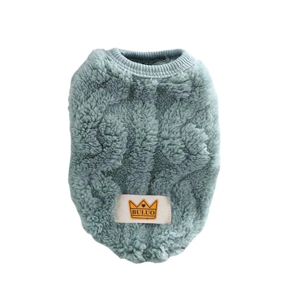 Solid Cute Wavy Double-sided Puppy Kitten Warm Coat Sweater Autumn Winter Fleece Pullover Pet Clothes for Small Medium Dogs Cats - Kendoro