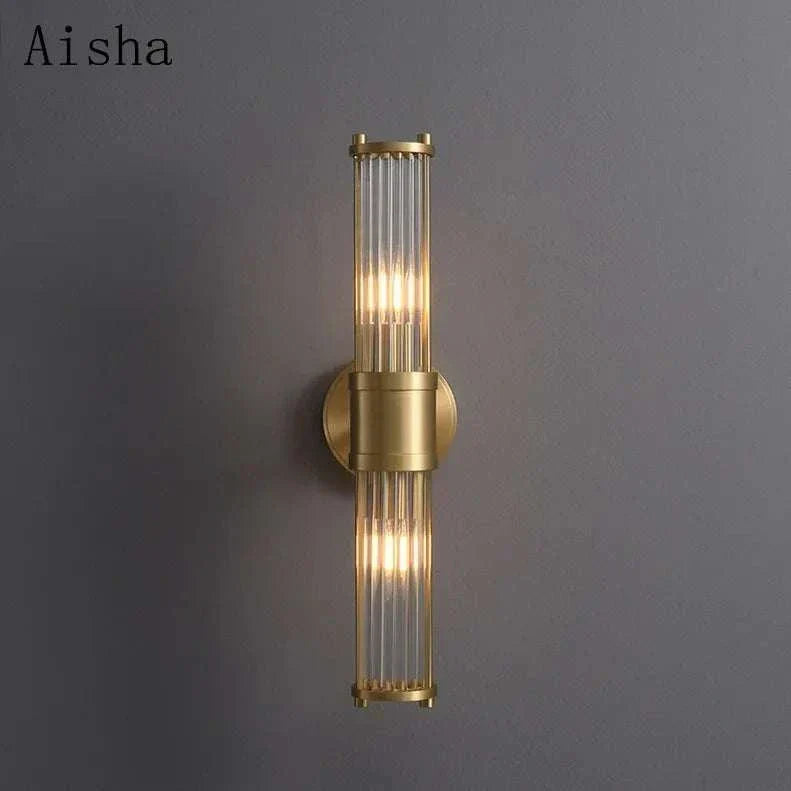 Luxury gold wall lamp with clear glass shade for modern living room or bedroom lighting