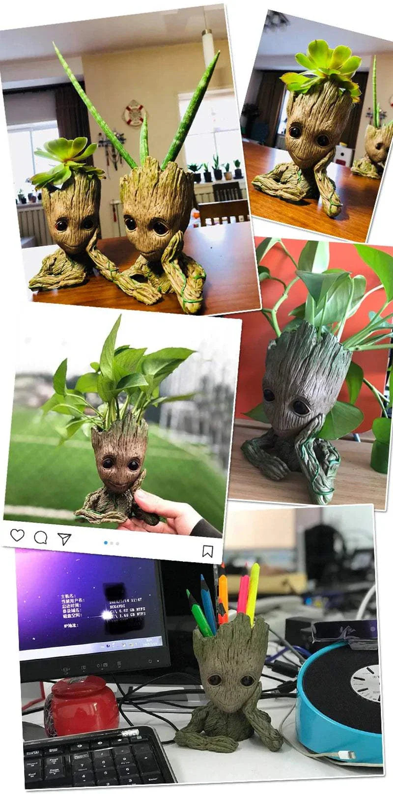 Modern Vases For Flowers Pot Groot Garden Pots Planters Anime Figurines Home Decoration Accessories Office Storage Pen Case - Kendoro