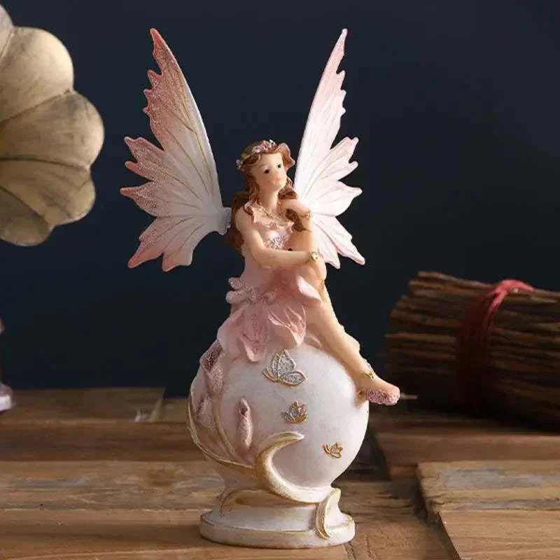 Nordic Beautiful Healing Girl Fairy Resin Ornaments Home Livingroom Desktop Figurines Decoration Study Room Sculpture Adornments - Kendoro