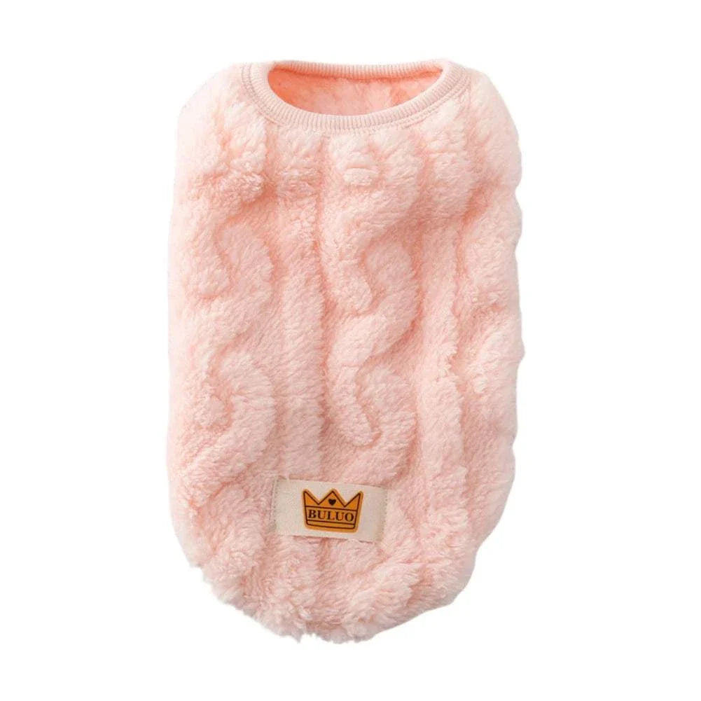 Solid Cute Wavy Double-sided Puppy Kitten Warm Coat Sweater Autumn Winter Fleece Pullover Pet Clothes for Small Medium Dogs Cats - Kendoro
