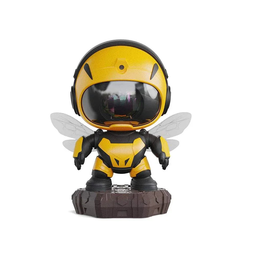 Bee-themed mini star projector galaxy night light with LED, remote, and timer for kids room decor