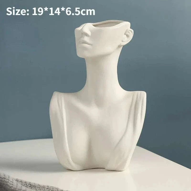 Modern ceramic woman body model vase in Nordic style for home decor and flower pot use
