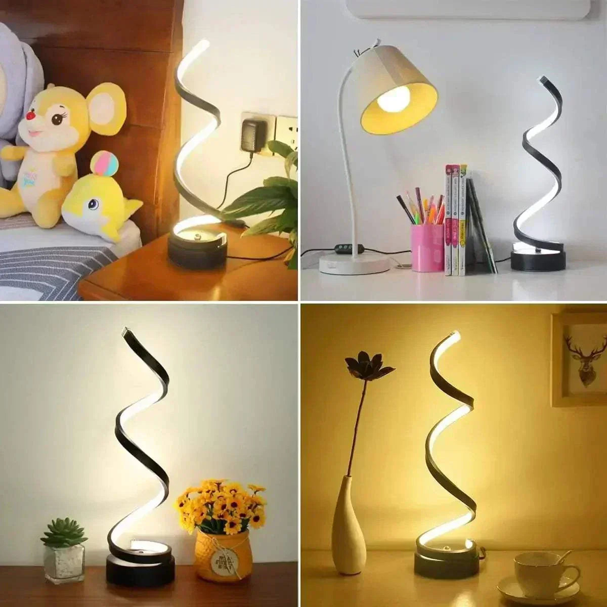 Table Lamps for Living Room,Modern Spiral Dimmable LED Table Lamp, Small Bedside Lamps, Nightstand Lamp for Bedroom Office Home - Kendoro