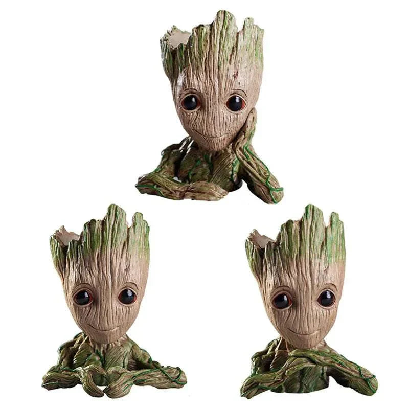 Modern Groot-themed plastic flower vases for home decoration and office storage