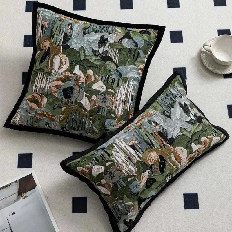 Modern Simple Jacquard Cushion Cover 45x45cm Green Baroque Throw Pillow Covers Decorative Luxury Living Room Sofa Home Decor - Kendoro