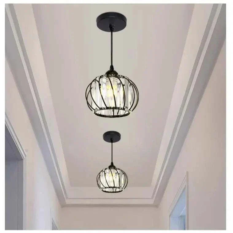 Modern black metal pendant light with LED bulbs for light luxury living room decor