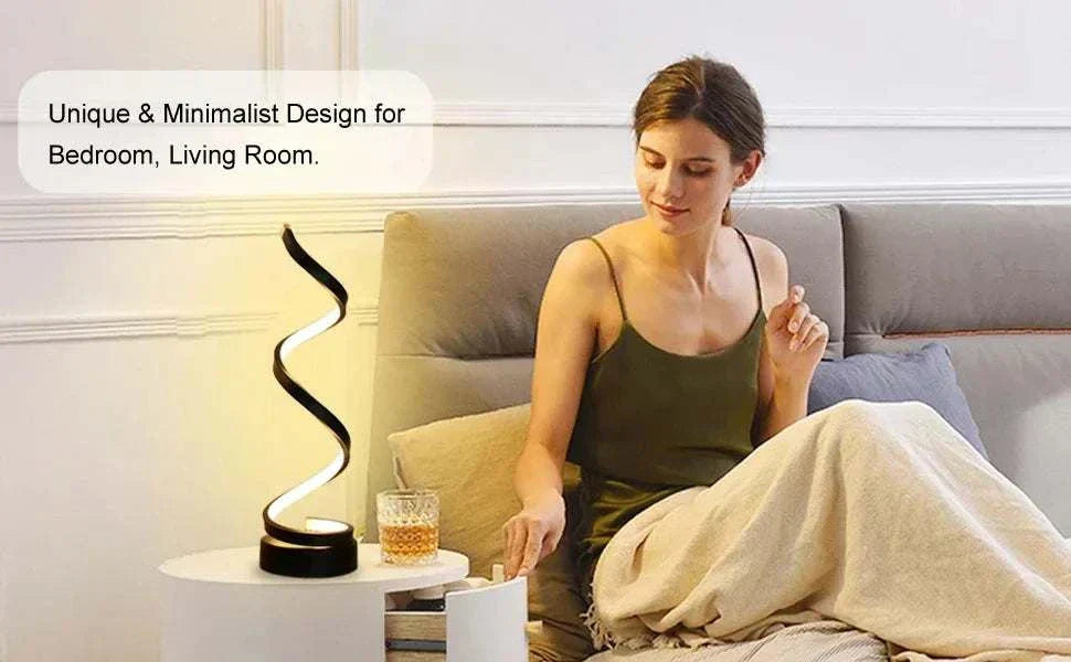 Table Lamps for Living Room,Modern Spiral Dimmable LED Table Lamp, Small Bedside Lamps, Nightstand Lamp for Bedroom Office Home - Kendoro