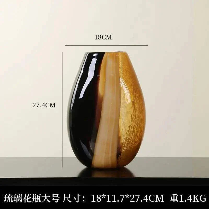 Modern simple glass vase with color matching, light luxury design, 27.4cm height, ideal for home decor and hydroponic flowers