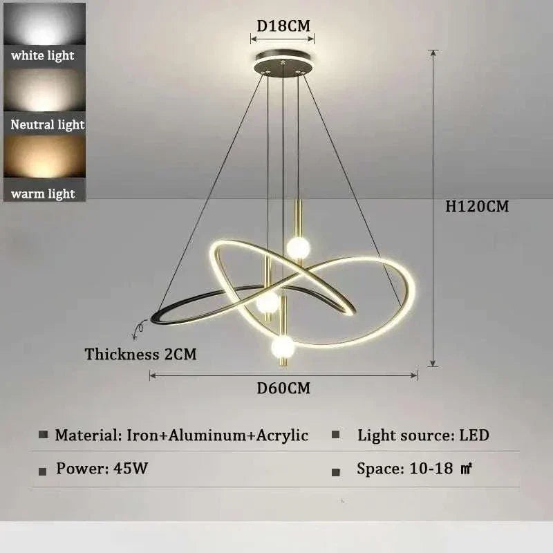 New LED modern ceiling chandelier with adjustable bright lustre light for living room dining kitchen bedroom decor