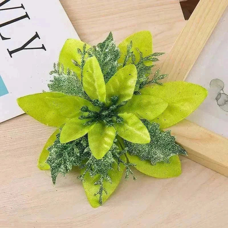 Glitter Christmas flowers Mreey Christmas Tree Decoration Happy New Year Ornaments Xmas Fake Flowers natal - Kendoro