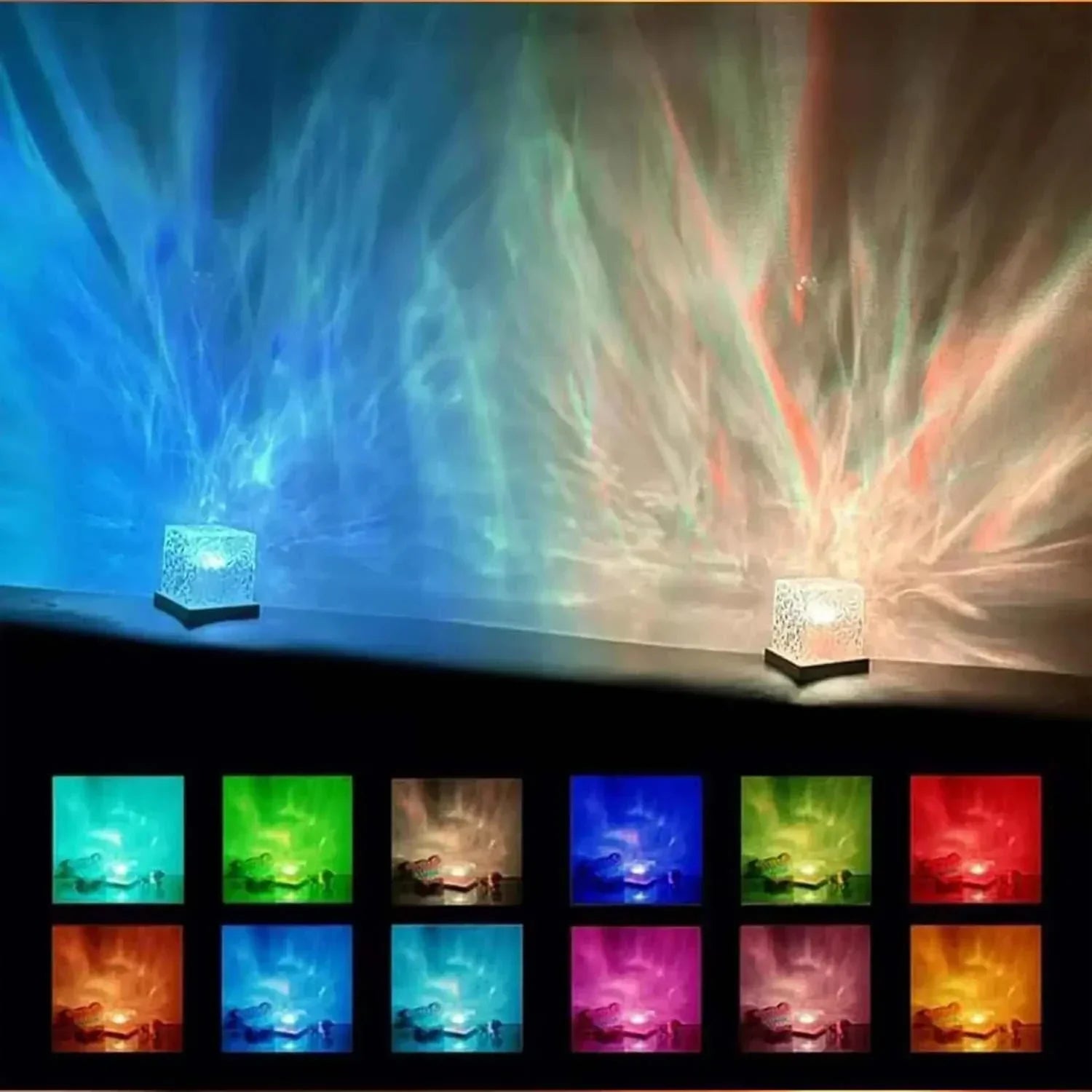 Ocean Wave Projector Light with 16 colorful underwater aurora effects for home and office ambiance
