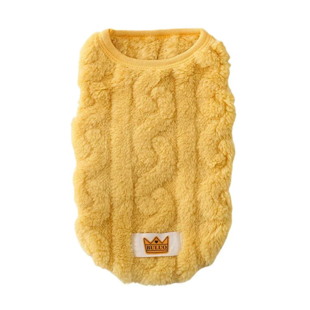 Solid Cute Wavy Double-sided Puppy Kitten Warm Coat Sweater Autumn Winter Fleece Pullover Pet Clothes for Small Medium Dogs Cats - Kendoro