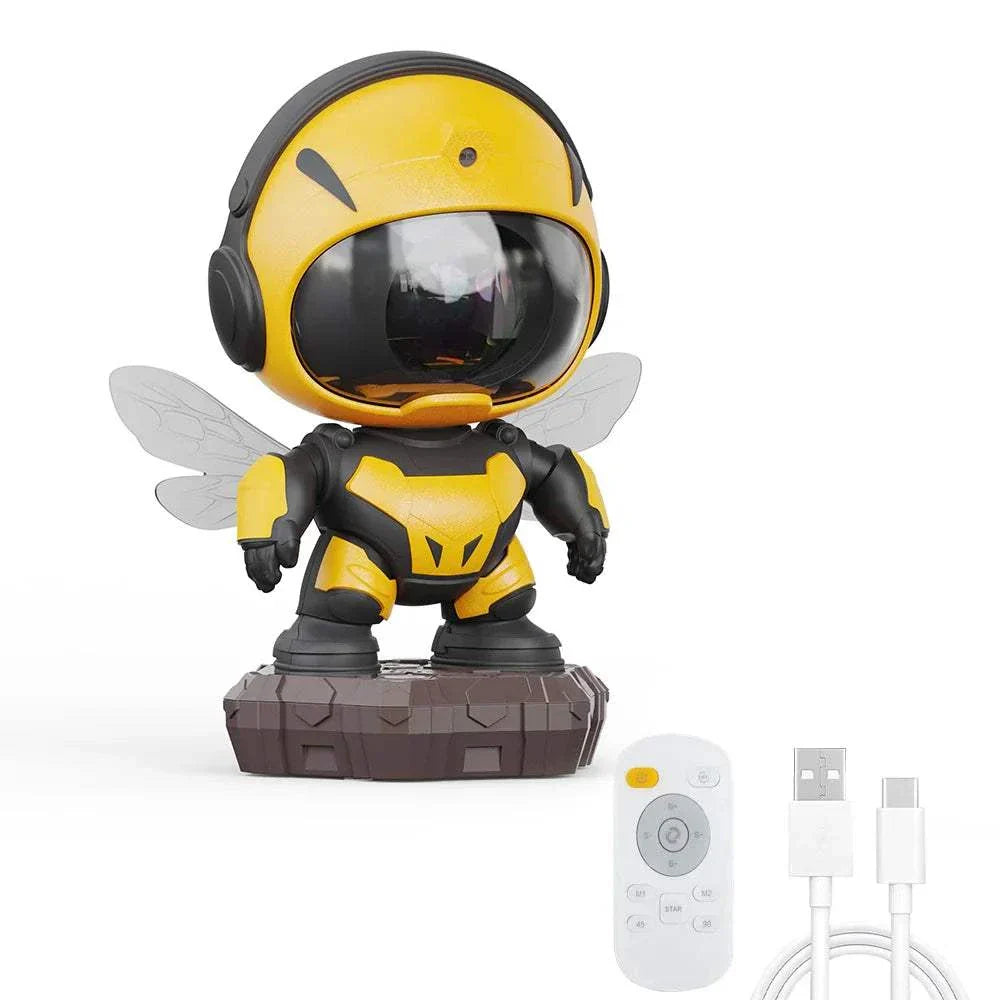 Bee Galaxy Star Projector Galaxy Night Light with LED lamp, remote control, and USB charging cable for kids room decor
