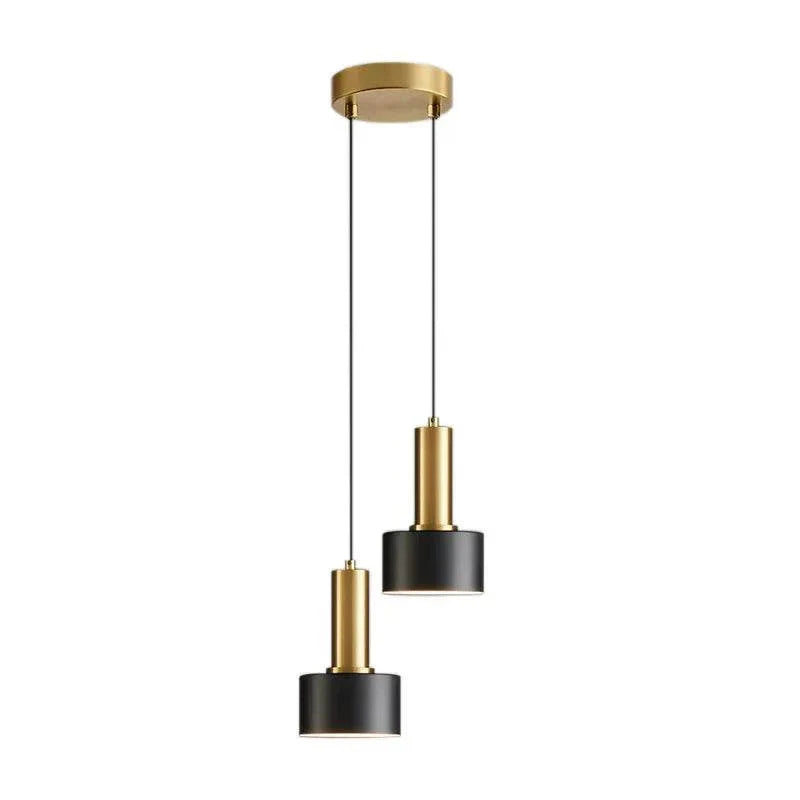Nordic simple three-chandelier lamp with black and gold pendant design for modern living room and bedroom decor