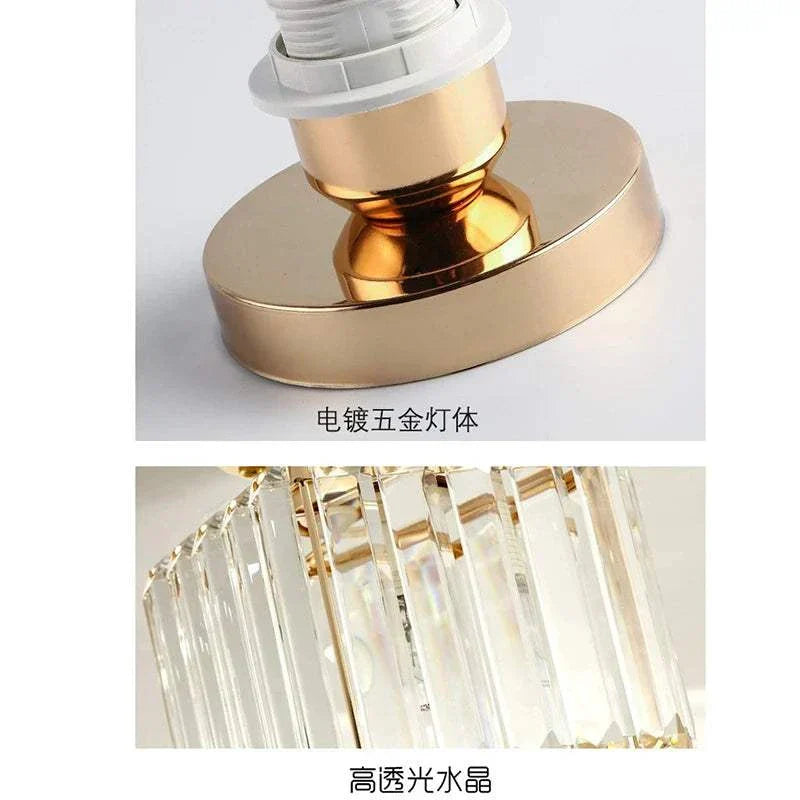 Modern light luxury living room chandelier with metal base and high-transparency crystal decor