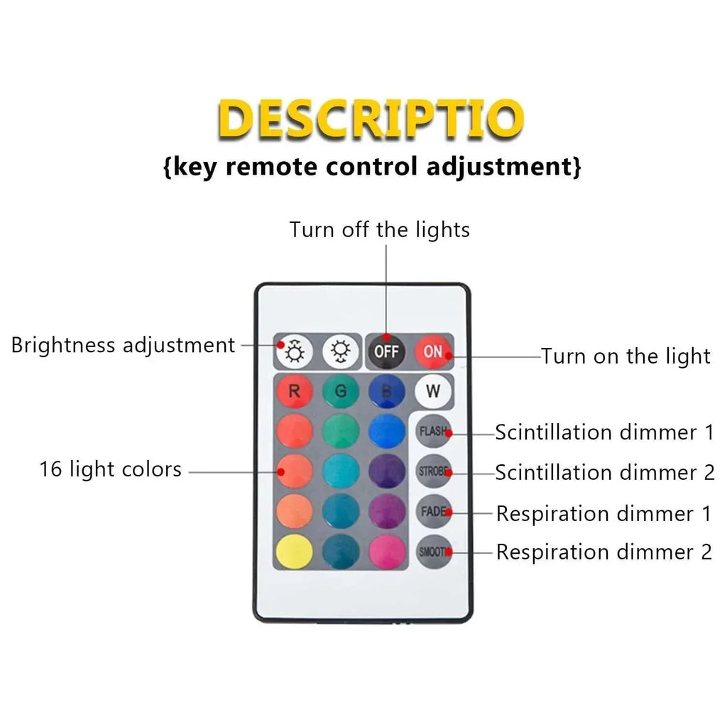 Ocean Wave Projector Light remote control with 16 color and brightness adjustment buttons