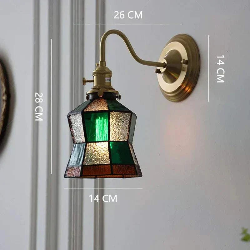 Bedroom headboard Tiffany living room background wall light light luxury Nordic American retro corridor corridor all copper wall - Kendoro