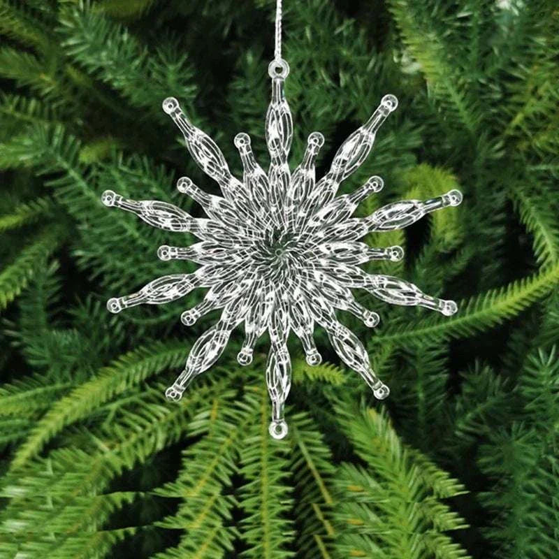 Crystal snowflake Christmas decoration hanging ornament on tree branch