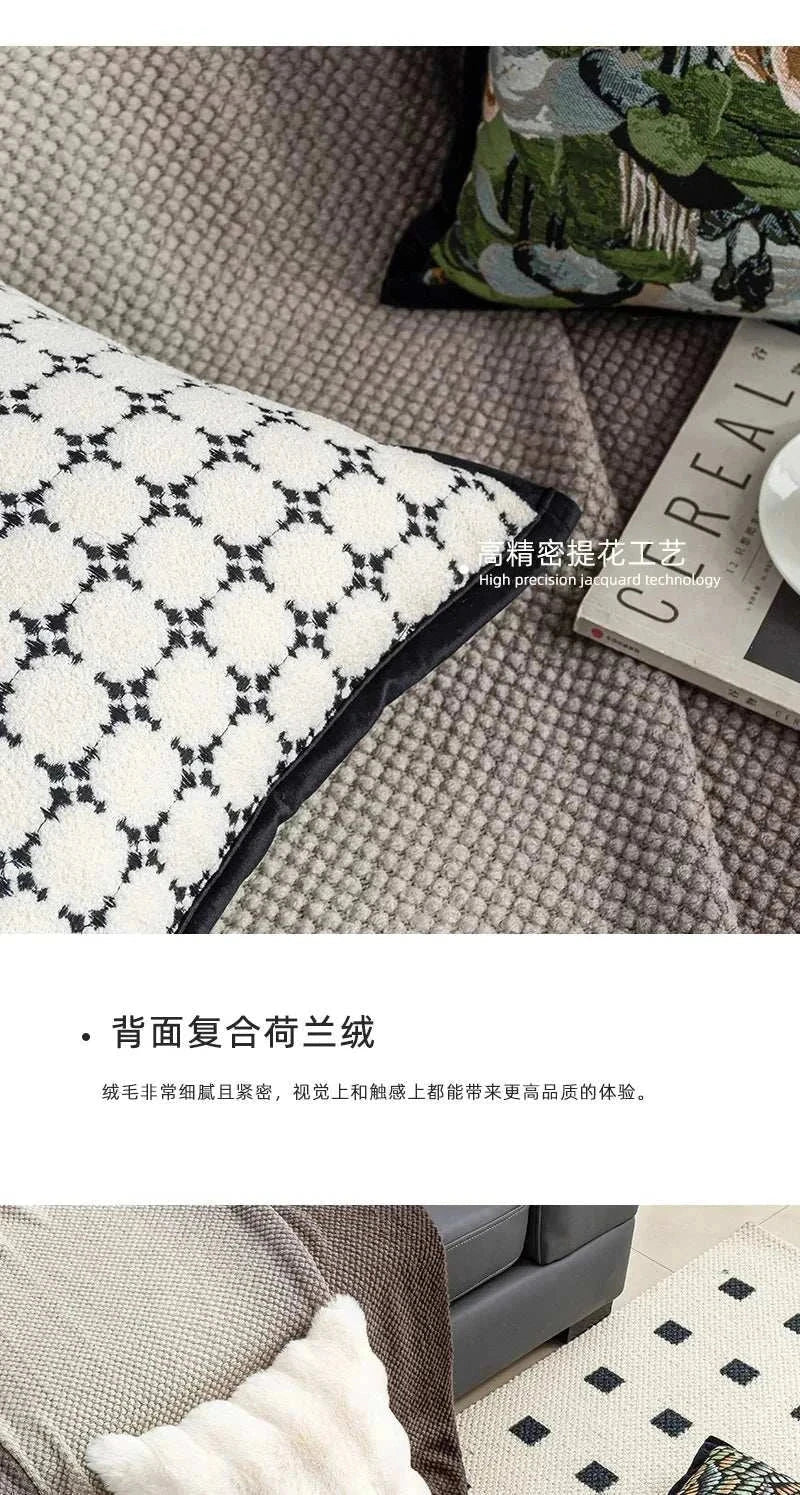 Modern Simple Jacquard Cushion Cover 45x45cm Green Baroque Throw Pillow Covers Decorative Luxury Living Room Sofa Home Decor - Kendoro