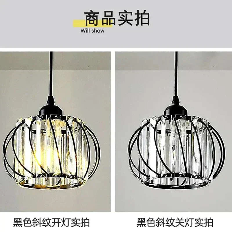 Modern black metal pendant chandelier with LED bulb for light luxury living room decor