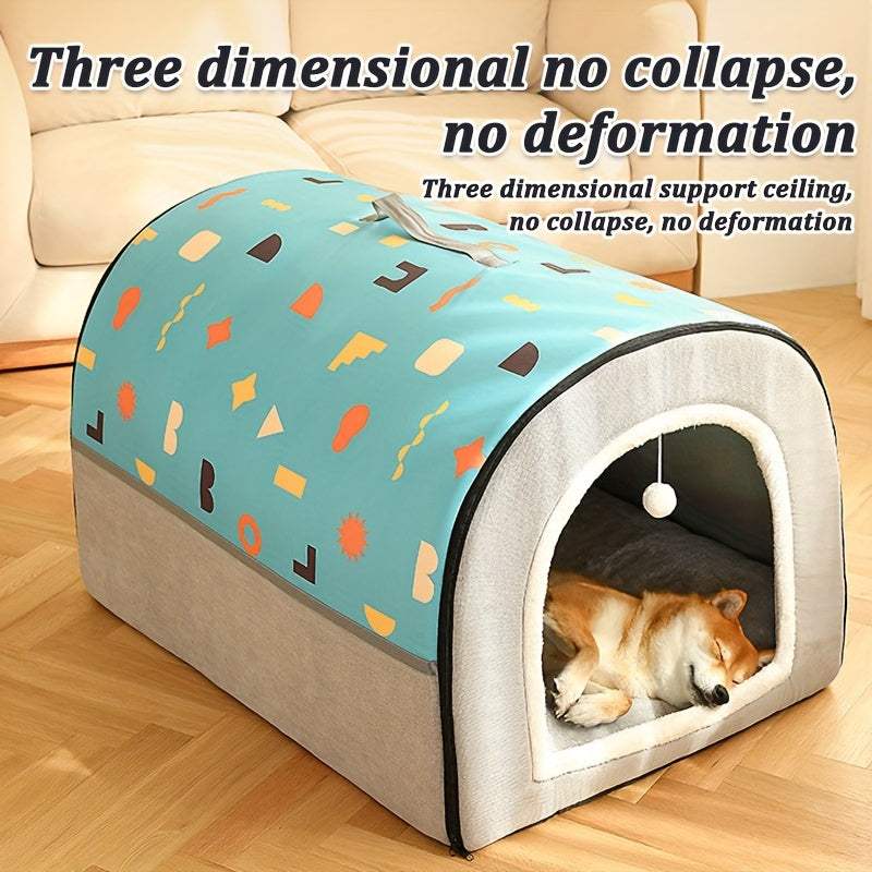 Large washable pet house with colorful oxford cloth and semi-enclosed design for cats and dogs