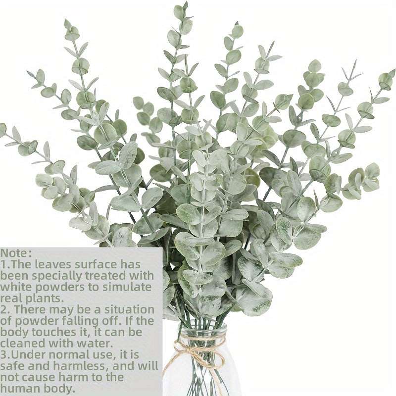 18pcs artificial eucalyptus stems with realistic green faux leaves for wedding bouquets and home decor