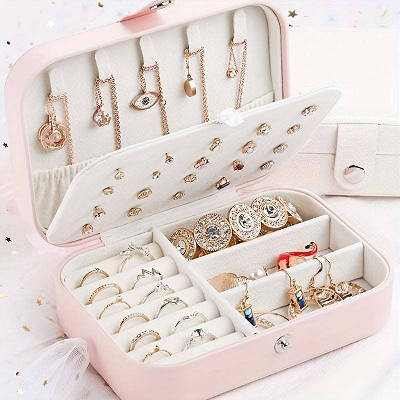 [1 Portable Jewelry Travel Case] 1pc Jewelry Travel Case, Travel Jewelry Organizer, Portable Jewelry Box Storage Organizer, Aesthetic Room Decor, Home Decor, Kitchen Accessories, Bathroom Decor, Bedroom Decor Jewelry Boxes - Kendoro