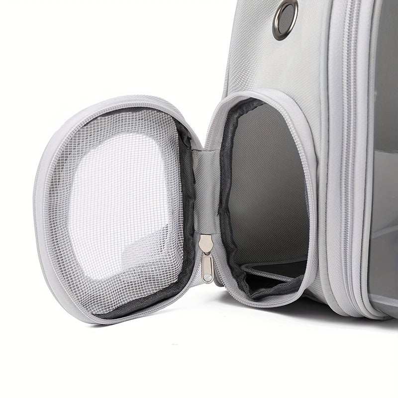 1pc Oxford Cloth Transparent Cat Backpack, Breathable Double-Shoulder Pet Carrier, Portable Cat Travel Bag, Pet Supplies - New Space Capsule Design, Unassembled - Kendoro