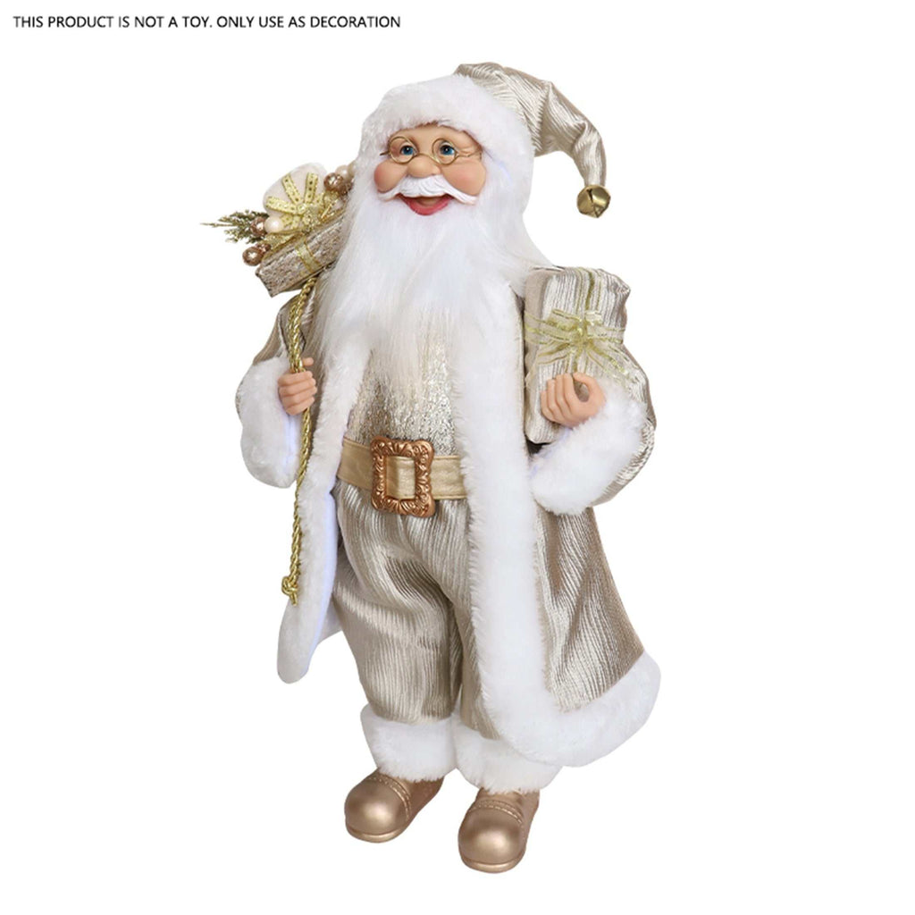 Champagne Golden Santa Claus Figurine - 18" Classic Fabric Christmas Decor