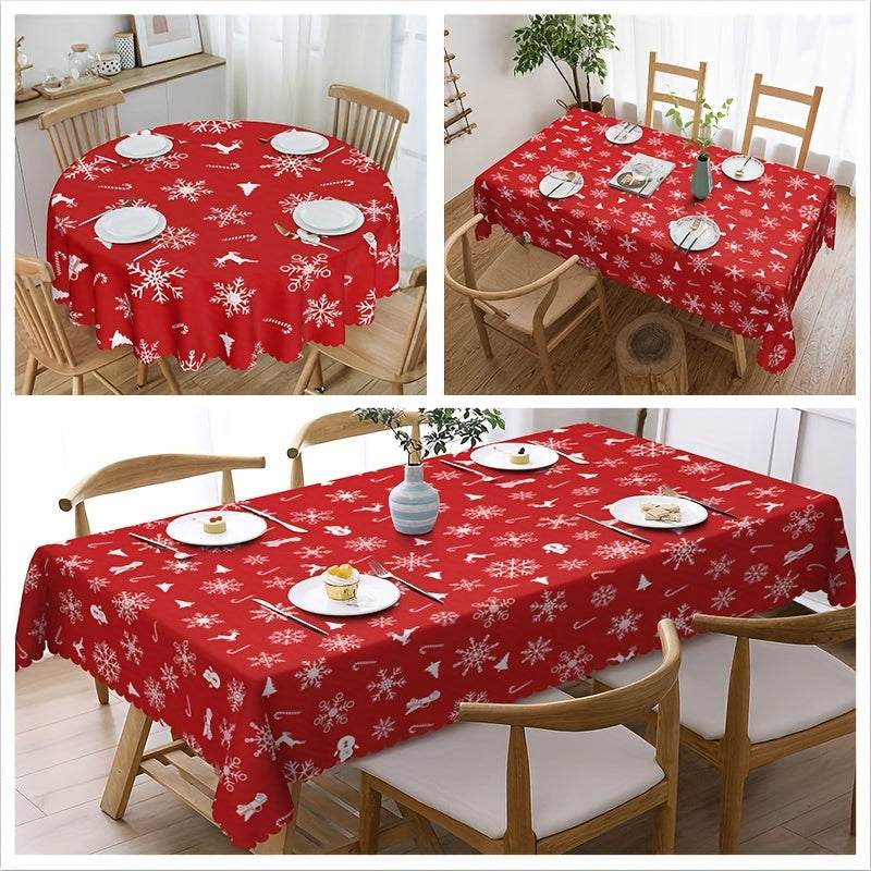 1pc, Polyester Tablecloth, Merry Christmas Table Cover