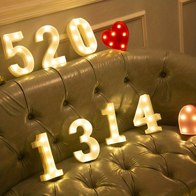 1pc Alphabet Letter LED Lights Luminous Number Lamp Decor, Battery Night Ligh, t For Home Wedding Birthday Christmas Party Decoration Letters Numbers Light, Home Decor - Kendoro