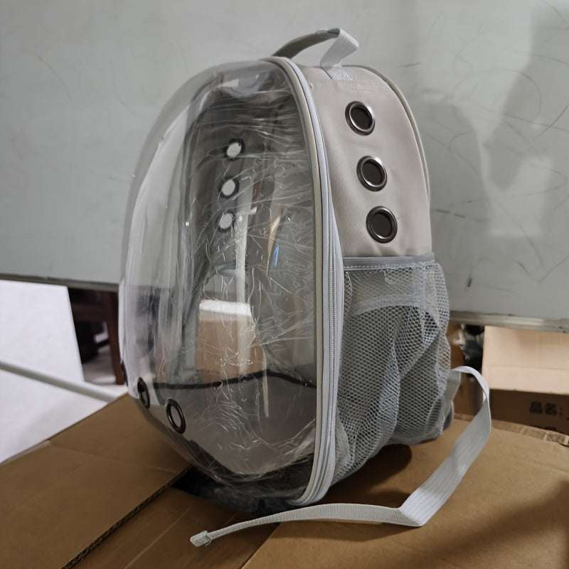 1pc Oxford Cloth Transparent Cat Backpack, Breathable Double-Shoulder Pet Carrier, Portable Cat Travel Bag, Pet Supplies - New Space Capsule Design, Unassembled - Kendoro