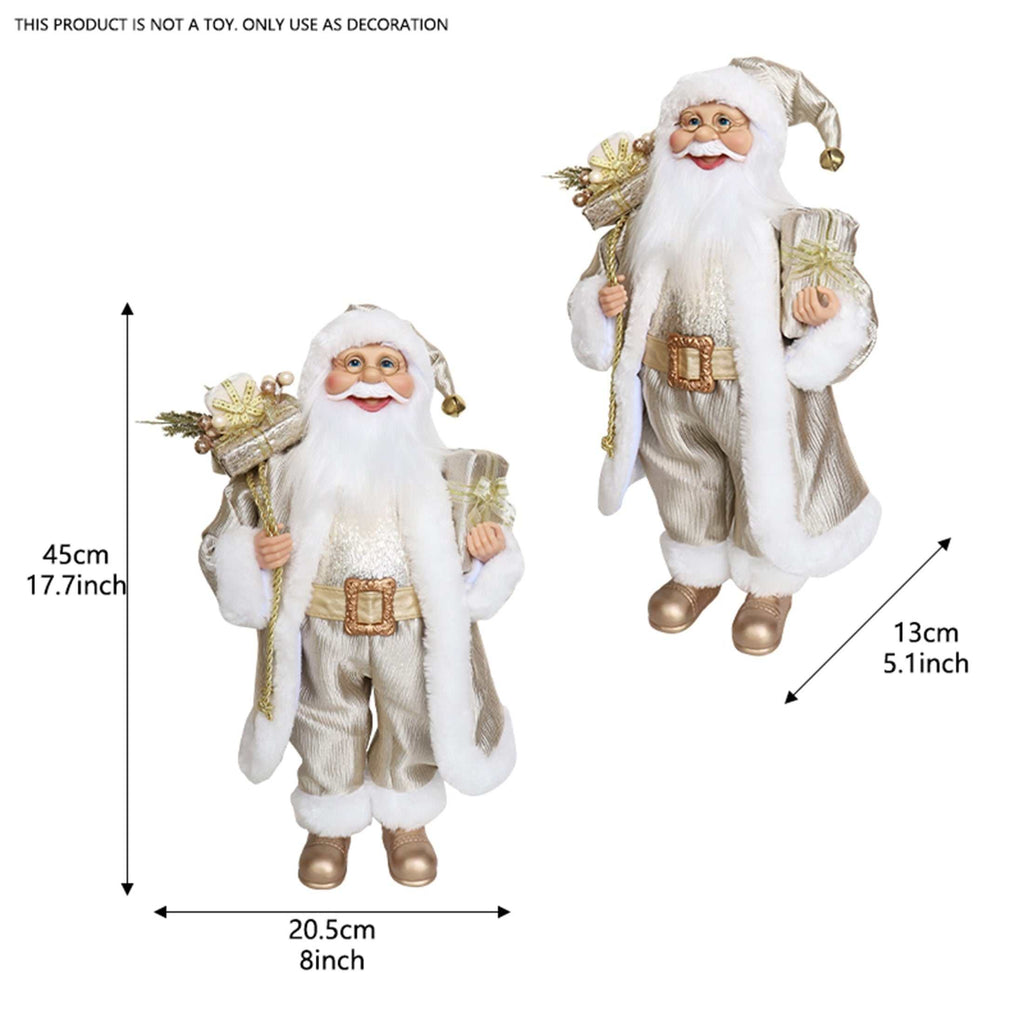 Champagne Golden Santa Claus Figurine - 18" Classic Fabric Christmas Decor
