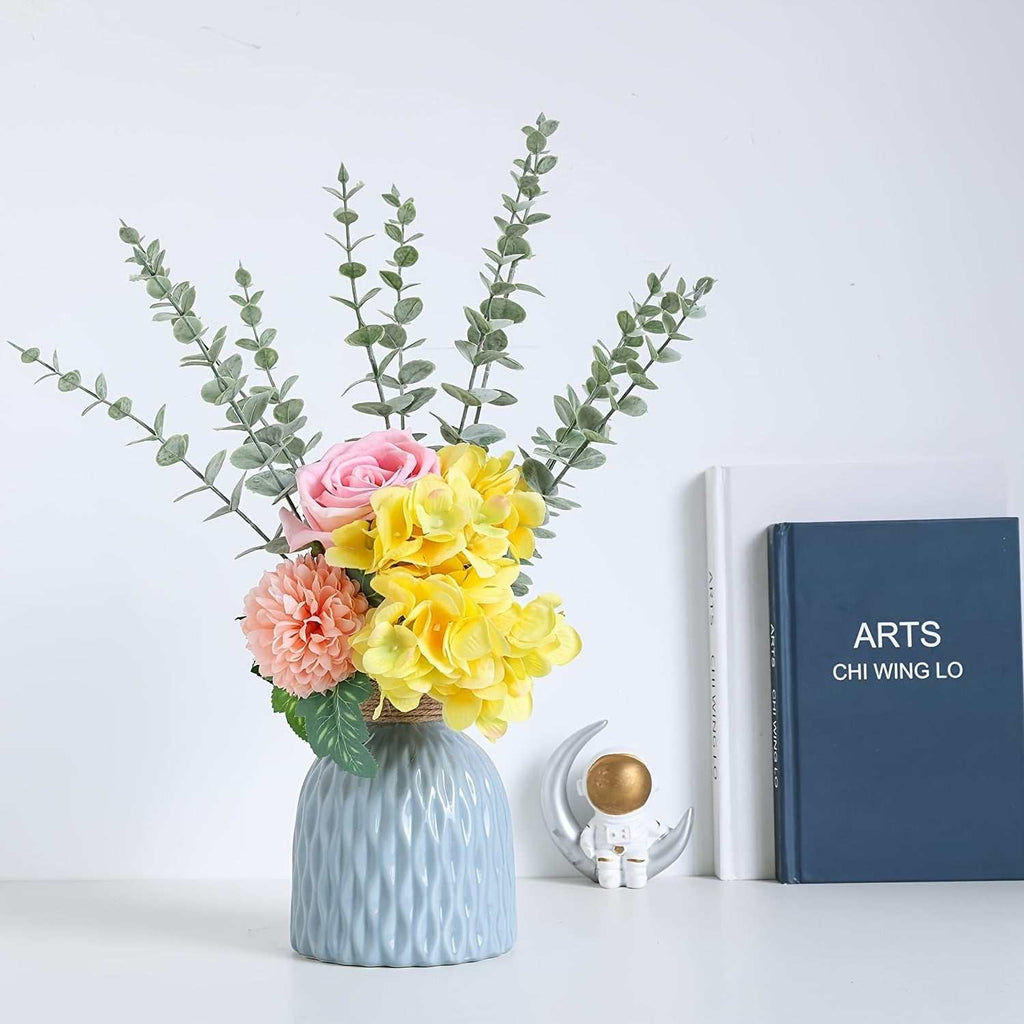 18pcs artificial eucalyptus stems with realistic green leaves arranged in a vase for home decor and wedding bouquets