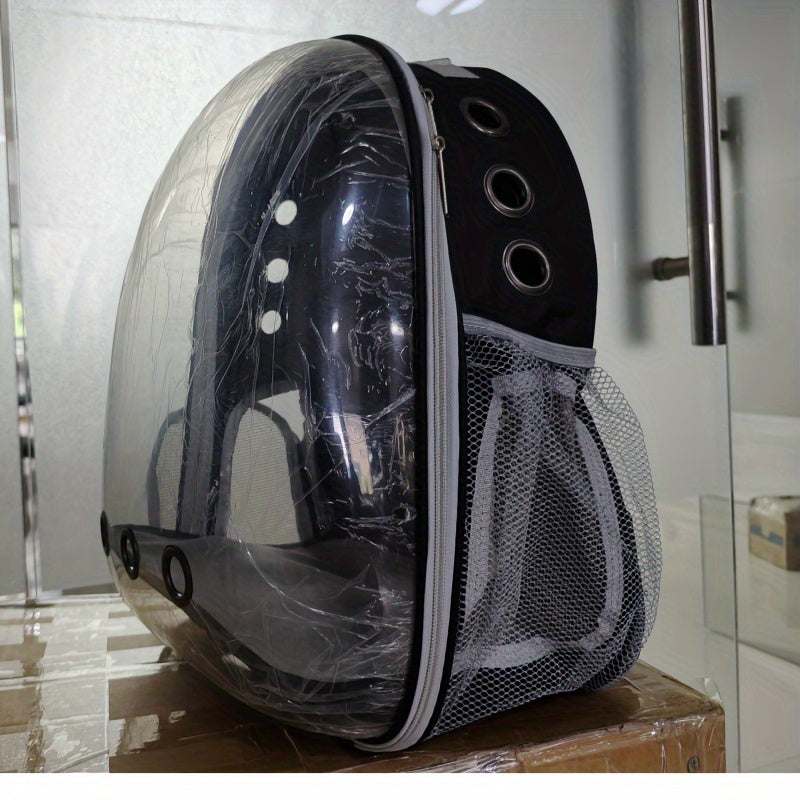 1pc Oxford Cloth Transparent Cat Backpack, Breathable Double-Shoulder Pet Carrier, Portable Cat Travel Bag, Pet Supplies - New Space Capsule Design, Unassembled - Kendoro