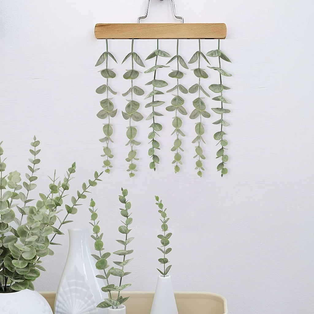 Artificial eucalyptus stems with realistic green faux leaves for home decor and wedding bouquets