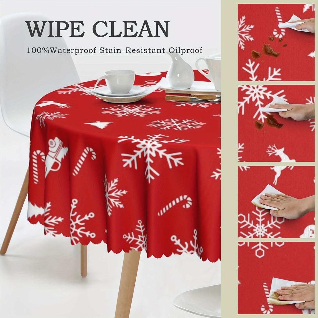1pc, Polyester Tablecloth, Merry Christmas Table Cover